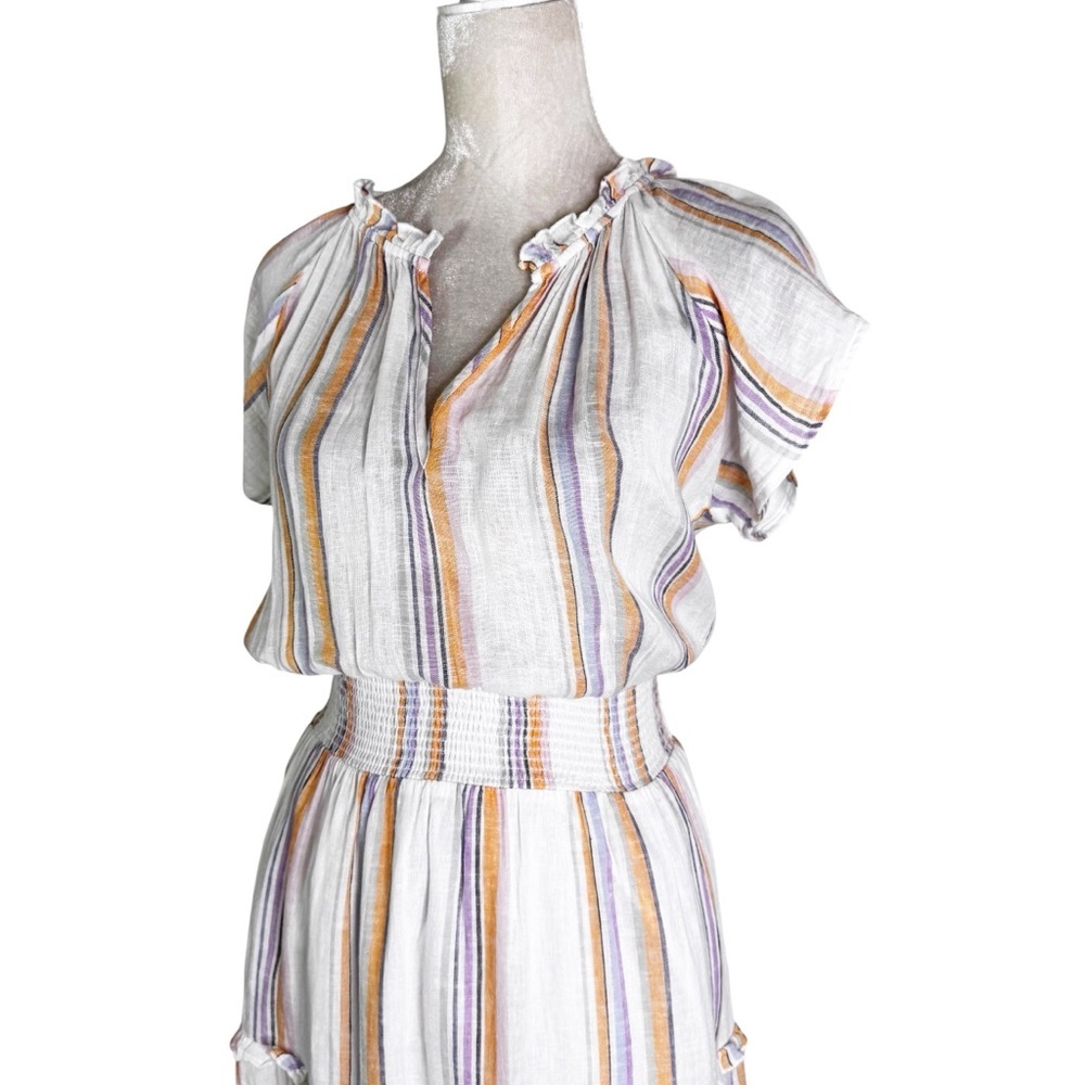 Rails Amelia Linen Blend Midi Dress in Merida Stripe Soft White Size S - Picture 9 of 14